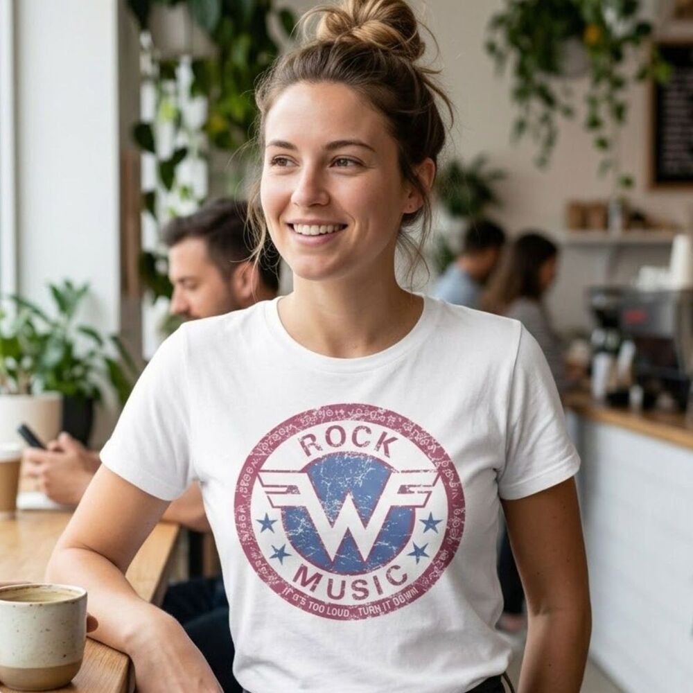 Weezer BandMerch White Rock Music Graphic T T-Shirt Distressed Logo Men Unisex